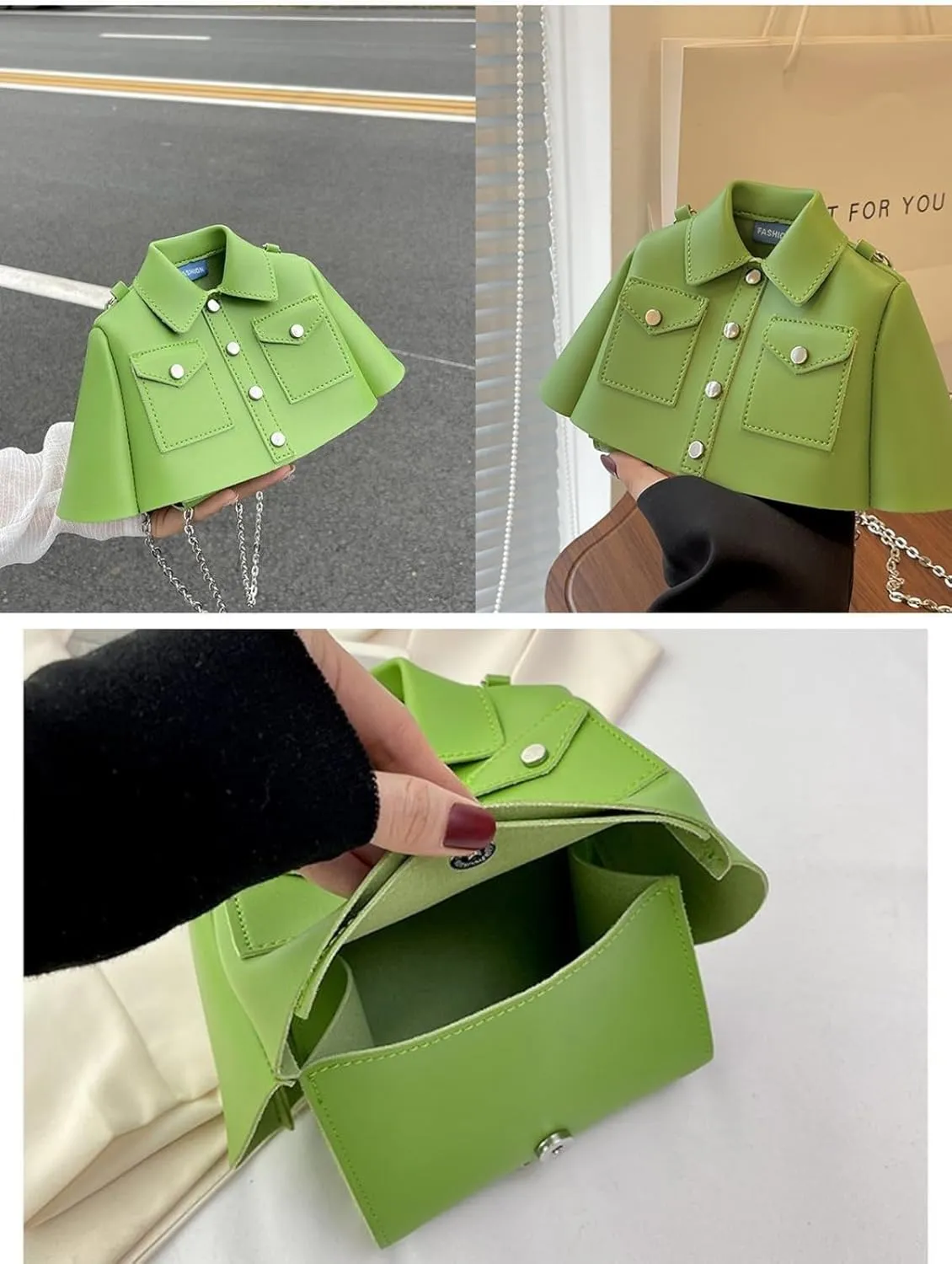 Women Shirt Shaped Satchel PU Leather Shoulder Bag Unique Crossbody Clutch Handbags Cute Jacket Bag Ladies Evening Purse