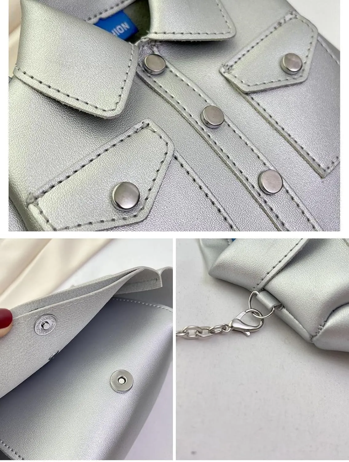 Women Shirt Shaped Satchel PU Leather Shoulder Bag Unique Crossbody Clutch Handbags Cute Jacket Bag Ladies Evening Purse