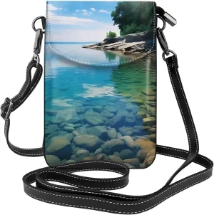women Small Cell Phone Purse Beautiful view of Lake Erie picture : Multifunction,Soft, durable,Convenient for daily use and travel Black