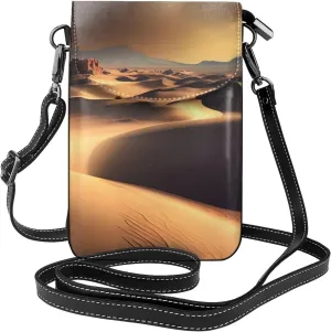 women Small Cell Phone Purse Sahara Desert pattern Soft, durable and waterproof PU leather Convenient for daily use and travel