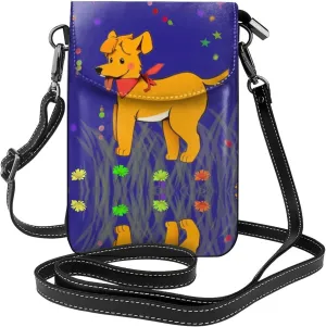 women Small Cell Phone Purse Spitting tongue cartoon dog picture : Multifunction,Soft, durable,Convenient for daily use and travel Black