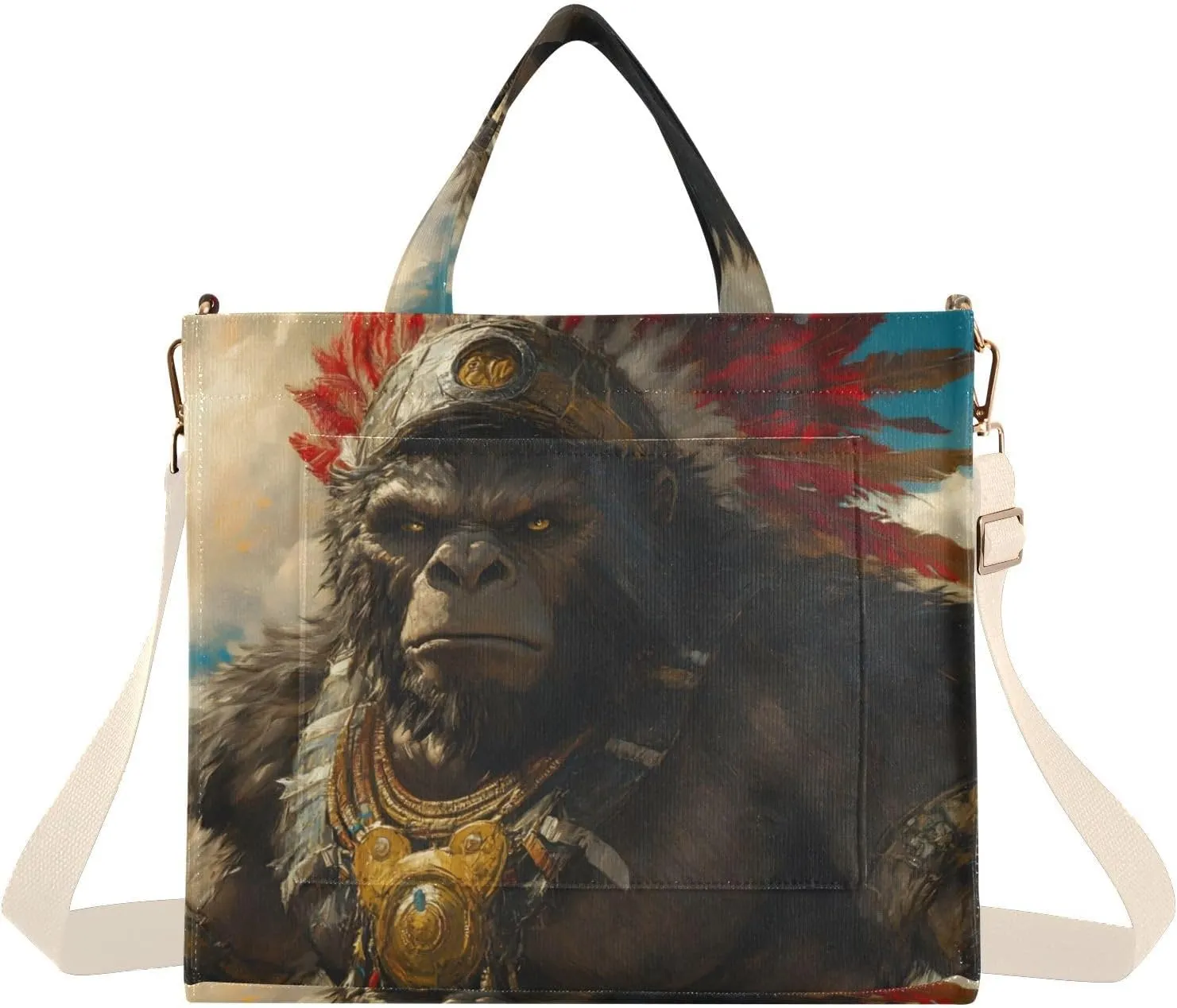 Women Tote Bag-Chief Gorilla, Cloth Handbag Crossbody Bag with Inner Pocket Small