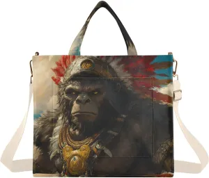Women Tote Bag-Chief Gorilla, Cloth Handbag Crossbody Bag with Inner Pocket Small