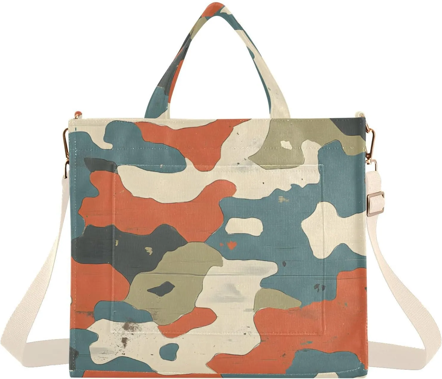 Women Tote Bag-Colorful Camo, Cloth Handbag Crossbody Bag with Inner Pocket Small