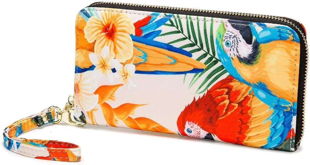 Women Wallet Card RFID For Womens Holder Blocking Credit Small Zipper Purse Pocket Bifold Slim Coin ID Ladies Wristlet Clutch Large Capacity Window Case Travel Zip Women's