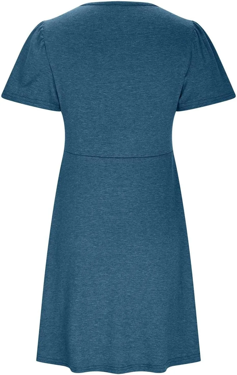 Women's Casual Dresses 2025 Summer Short Sleeve Twist Front Sundress Empire Waist A-Line Ruched Mini Dresses