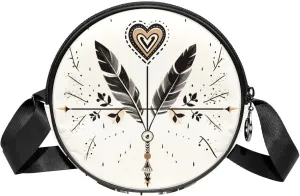 Women's Crossbody Handbags, Travel Purse, arrow feather and heart love