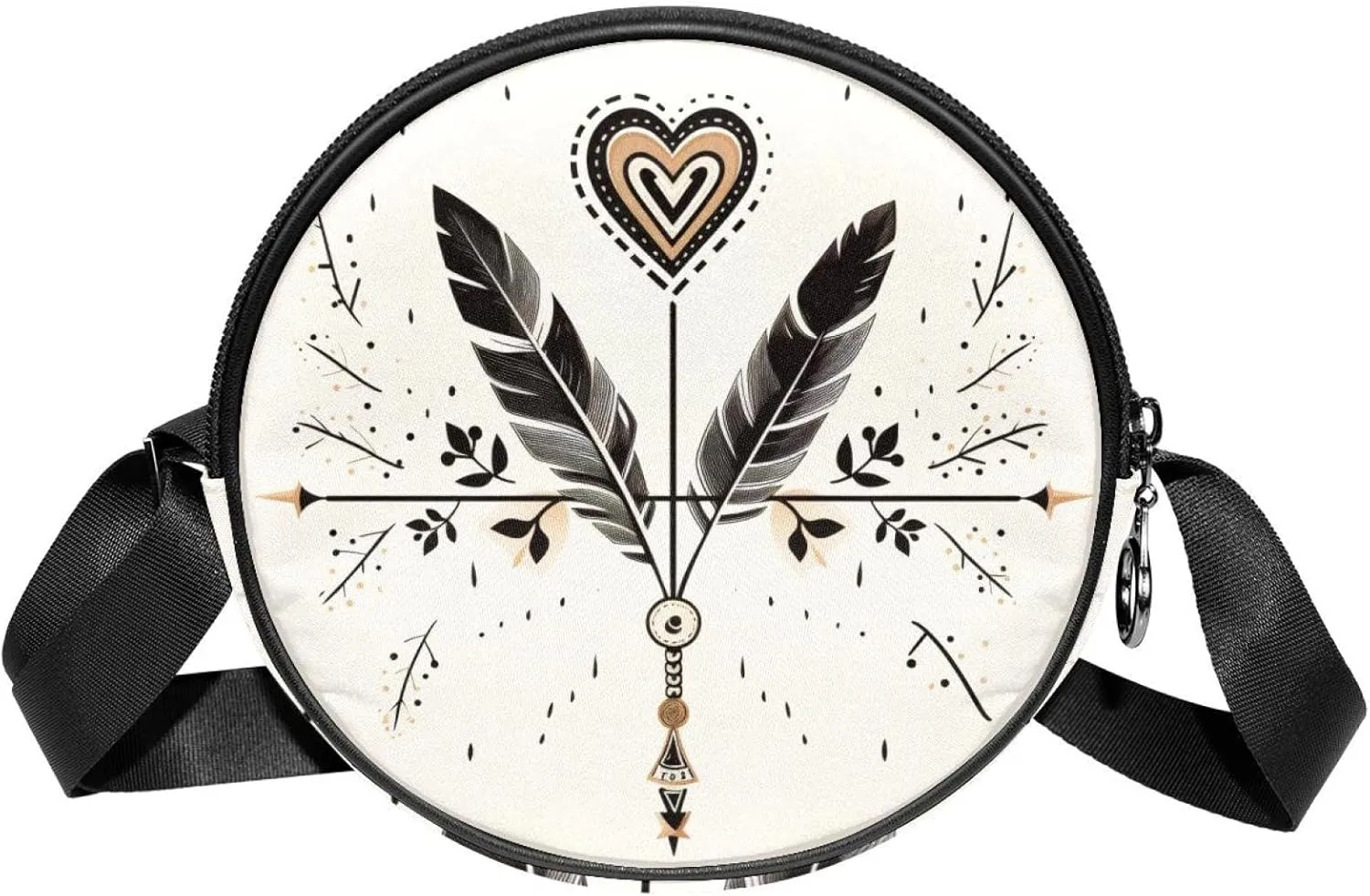 Women's Crossbody Handbags, Travel Purse, arrow feather and heart love