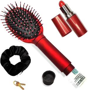 Women's Diversion Safe Bundle - Hair Brush, Scrunchie, & Lipstick Safe - | Hide Valuables : Cash Jewelry Makeup | Secret Travel Container Hidden Container Hide Money Hider Comb