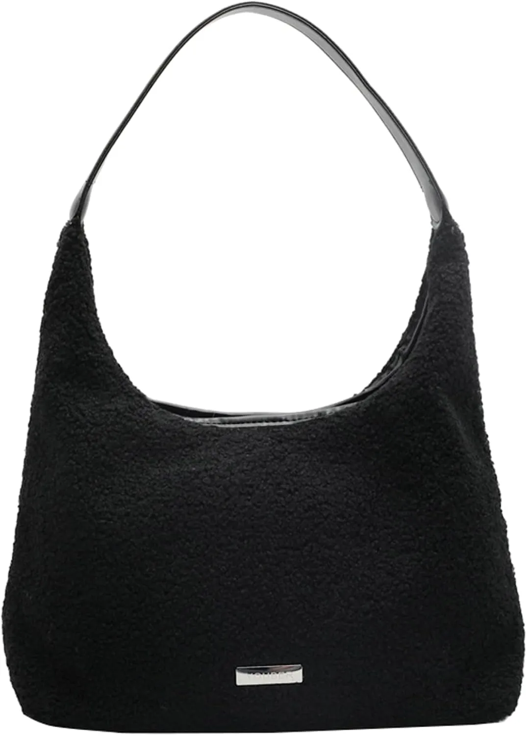 Womens Faux Lamb Wool Tote Bag 2024 Fall Winter Plush Fleece Shoulder Bag PU Leather Strap Stylish Commuter Bag