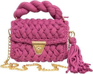 Women's Handwoven Tote Chunky Yarn Crochet Crossbody Shoulder Bag DIY Knot Purse Knit Woven Handbag Evening Clutch
