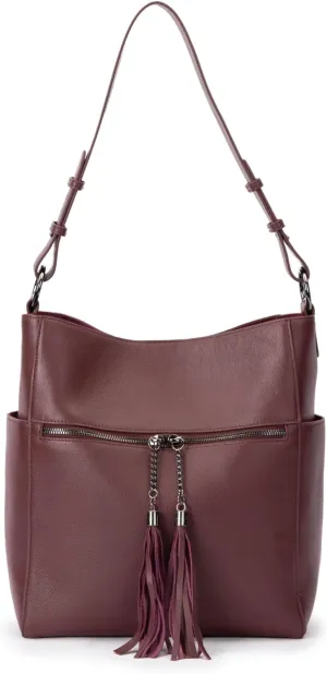 Women's Leather Bag – Stylish Boho Design with Tassels, Soft Top Grain Leather, Spacious Pockets, Adjustable Shoulder Strap