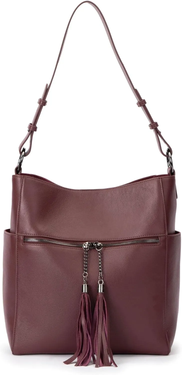 Women's Leather Bag – Stylish Boho Design with Tassels, Soft Top Grain Leather, Spacious Pockets, Adjustable Shoulder Strap