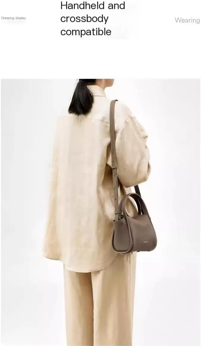 Women's Mini Vegetable Basket Leather Handbag Crossbody Mini Shoulder Bag (Color : Brown, Size : 6.69 * 3.54 * 4.9in)