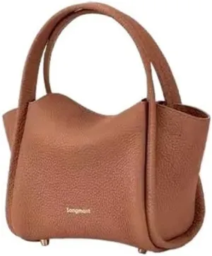 Women's Mini Vegetable Basket Leather Handbag Crossbody Mini Shoulder Bag (Color : Brown, Size : 6.69 * 3.54 * 4.9in)
