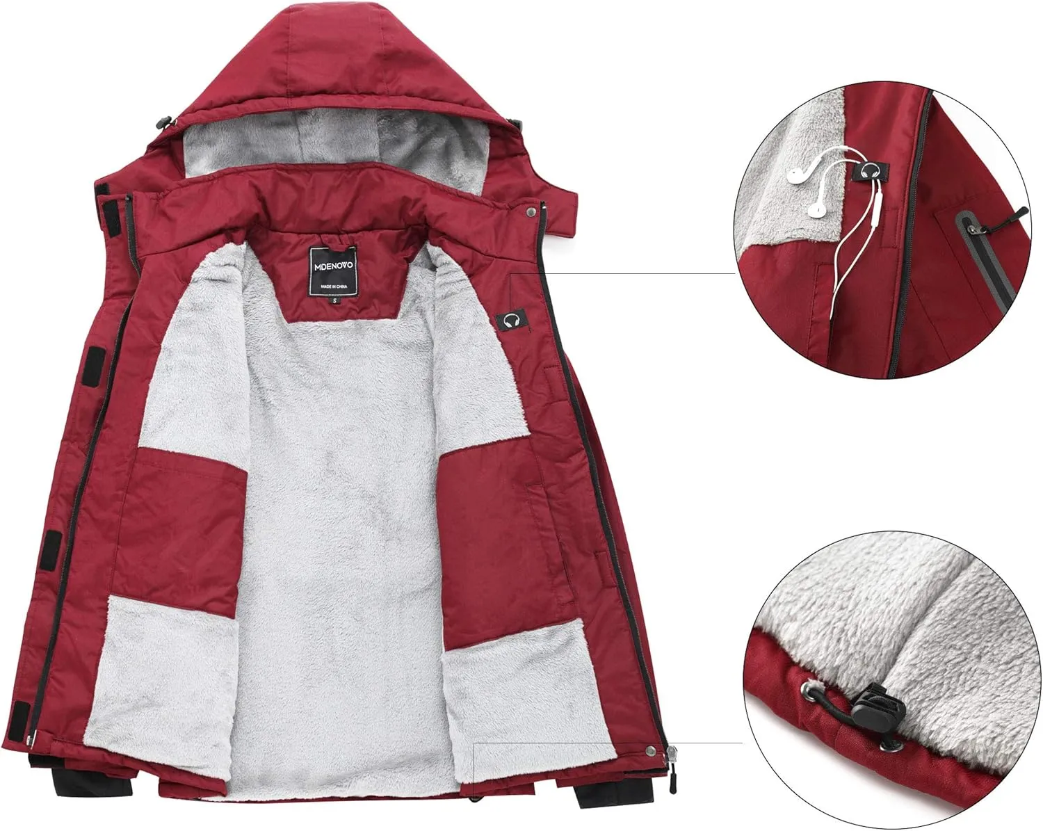 Women's Mountain Ski Jacket Waterproof Fleece Snowboard Winter Rain Coat
