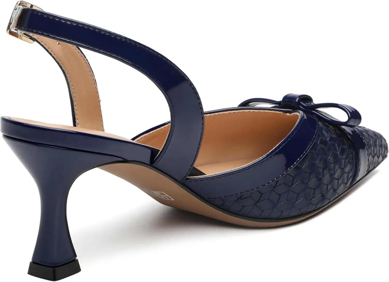 Women's Pointed Toe Buckle Slingback Shoes, Kitten Low Heel Woven Pumps for Women, Shallow Shoes for Party,Date,Office