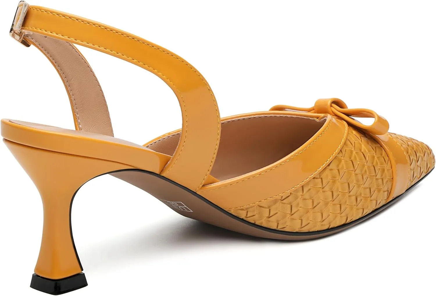 Women's Pointed Toe Buckle Slingback Shoes, Kitten Low Heel Woven Pumps for Women, Shallow Shoes for Party,Date,Office