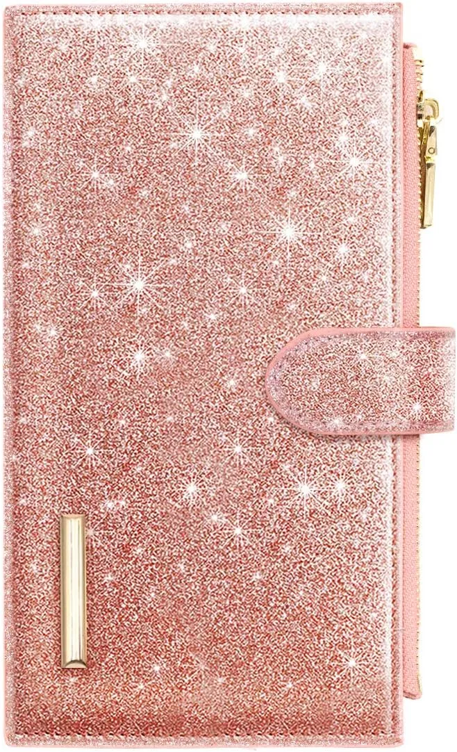 Womens RFID Blocking Large Capacity Wallet Multi Card Organizer Bifold Wallet for Women with Zipper Pocket