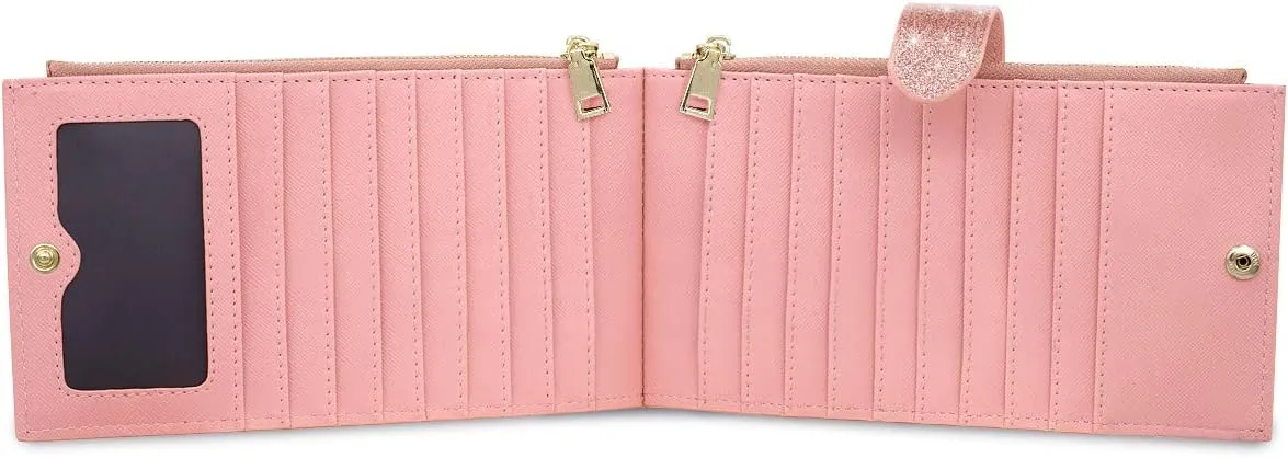 Womens RFID Blocking Large Capacity Wallet Multi Card Organizer Bifold Wallet for Women with Zipper Pocket