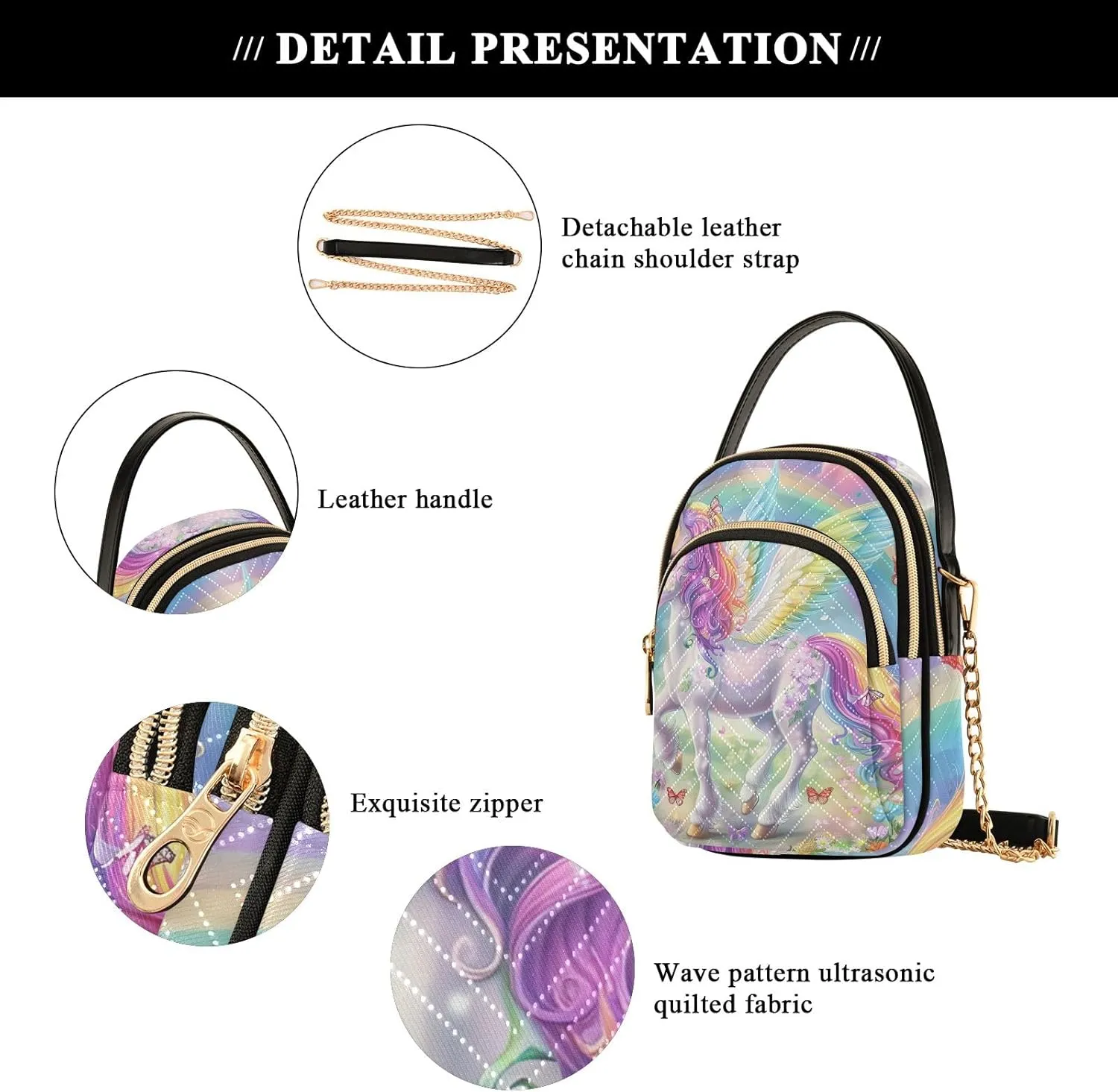 Womens Small Bags and Purses Chain Bags with Leather Handle