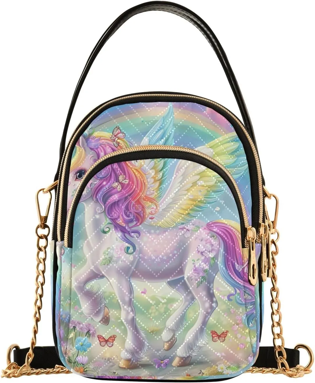 Womens Small Bags and Purses Chain Bags with Leather Handle