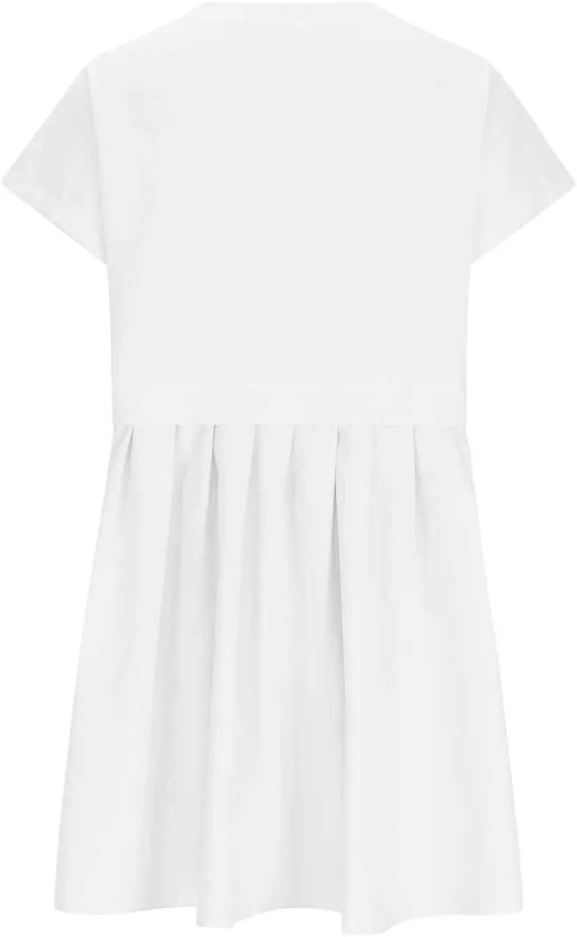 Womens Solid Cute Pleated Dress Patchwork Casual Short Sleeve Blouse Loose Oversized Summer Mini Dress Shirt Dress