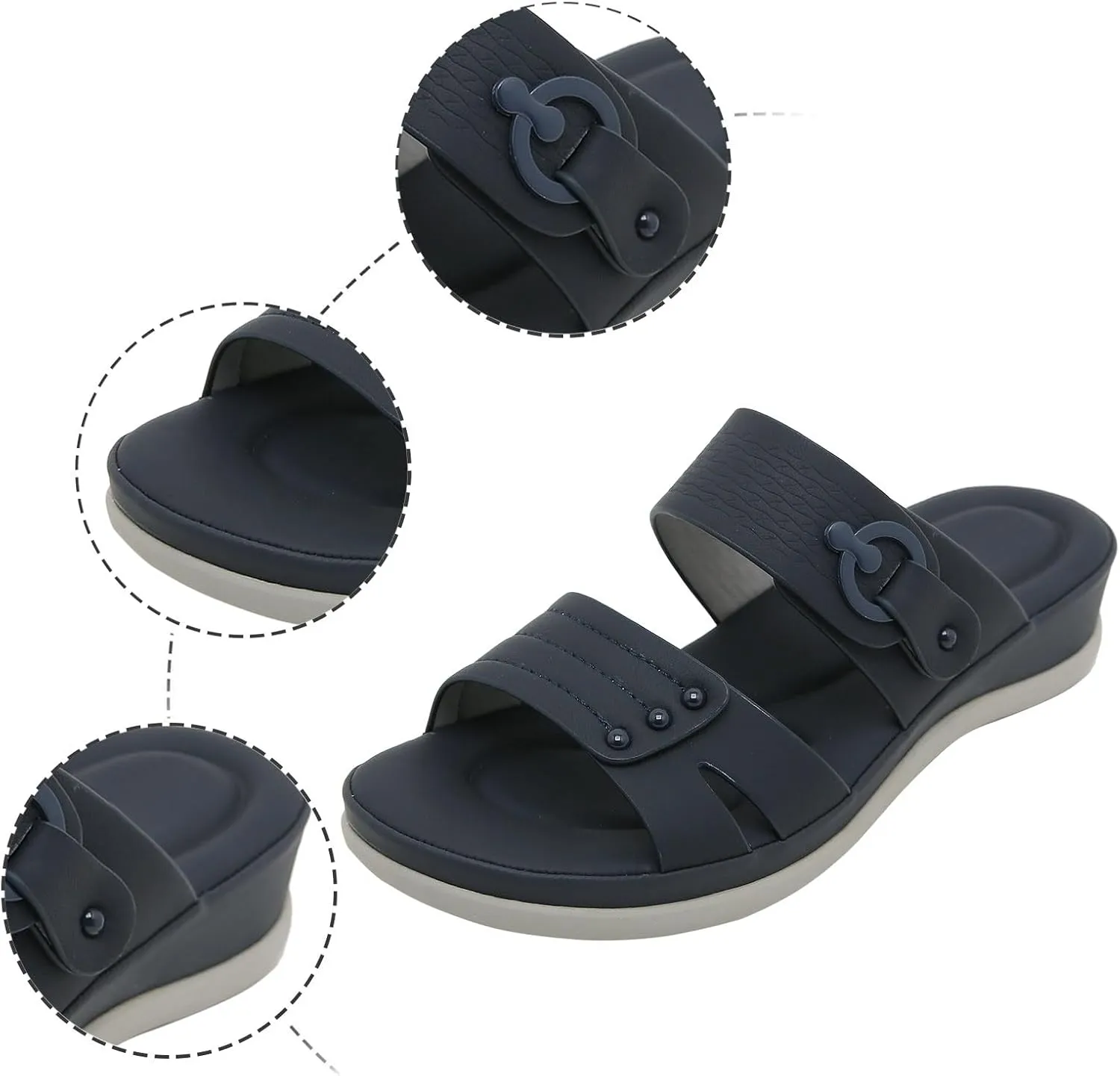 Women's Summer Fashion Sweet Open Toe Slippers Thick Bottom Casual Comfortable Beach Sandal Sling Sandals for Women