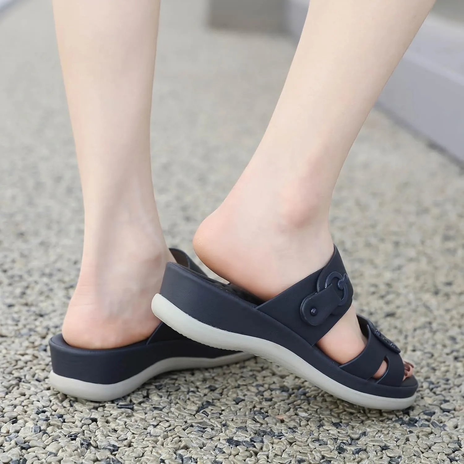 Women's Summer Fashion Sweet Open Toe Slippers Thick Bottom Casual Comfortable Beach Sandal Sling Sandals for Women