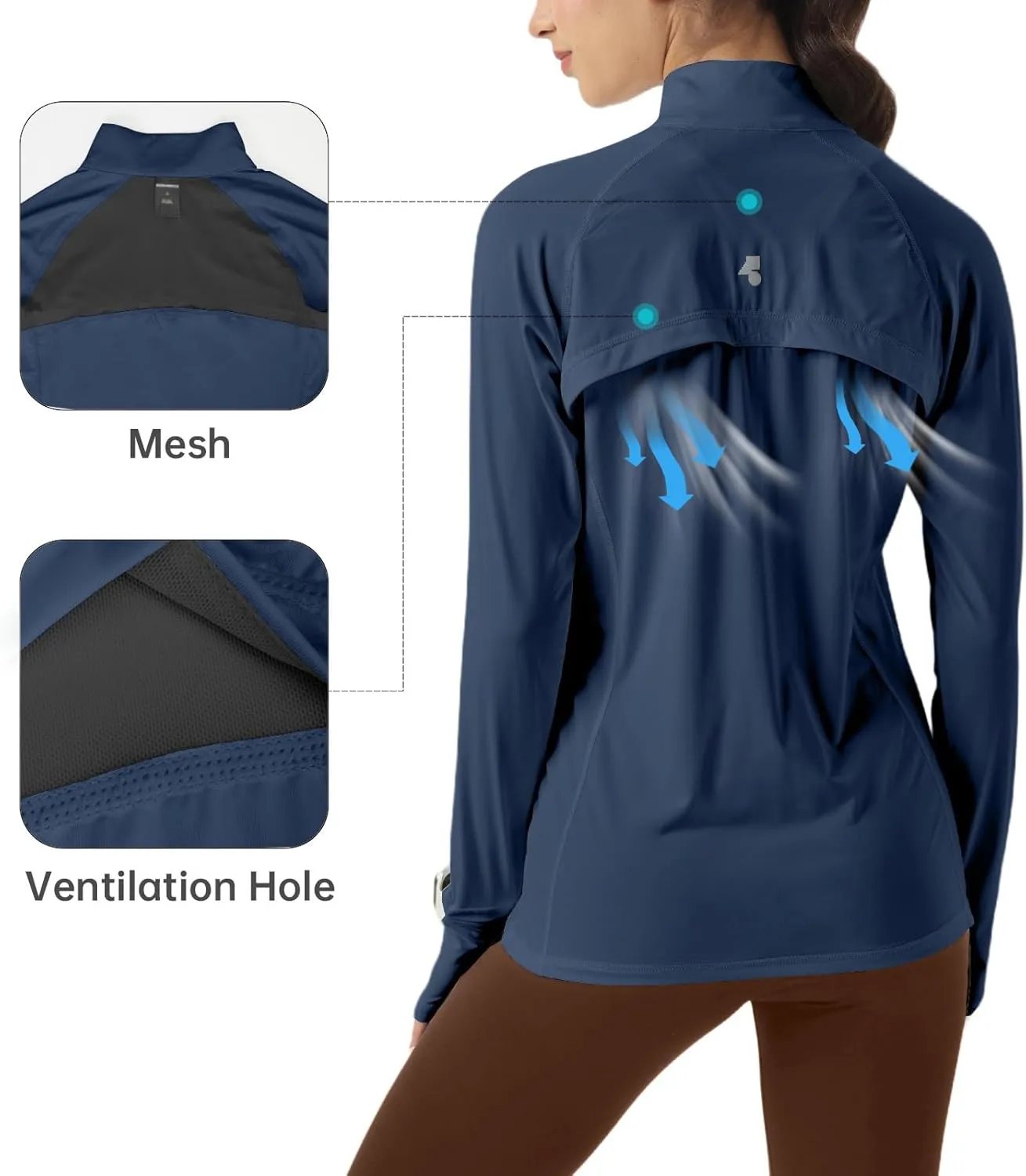 Womens Sun Protection Athletic Jackets UPF 50  Spf Lightweight Full Zip Up UV with Pockets Running No Hood