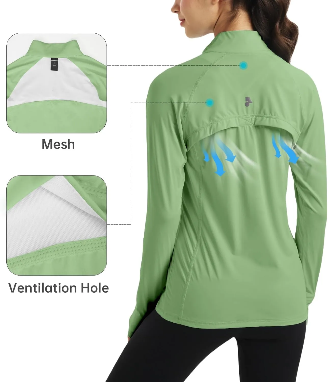 Womens Sun Protection Athletic Jackets UPF 50  Spf Lightweight Full Zip Up UV with Pockets Running No Hood