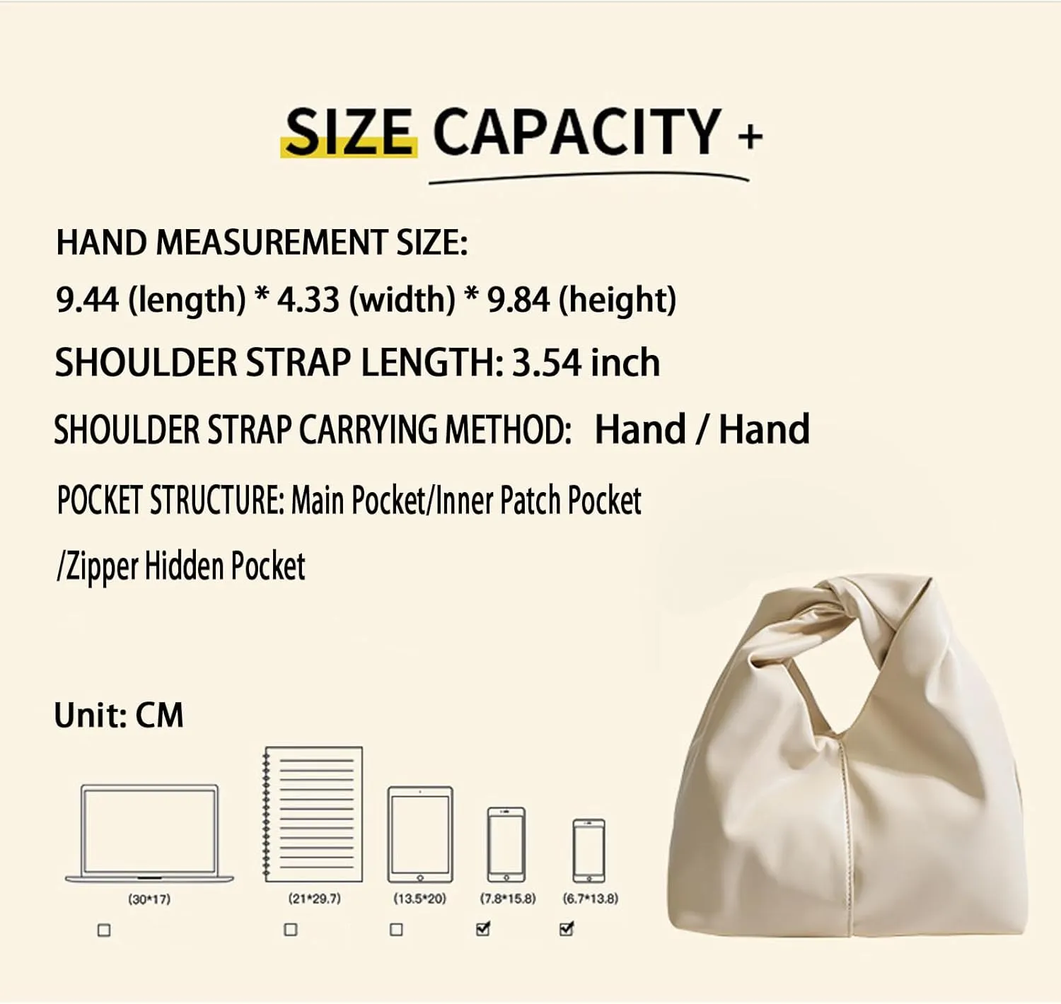 Women's Twist Top Magnetic Closure Ruched Cloud Handbag Soft Leather Y2K Hobo Evening Bags for Shopping Traveling Dating (Black)