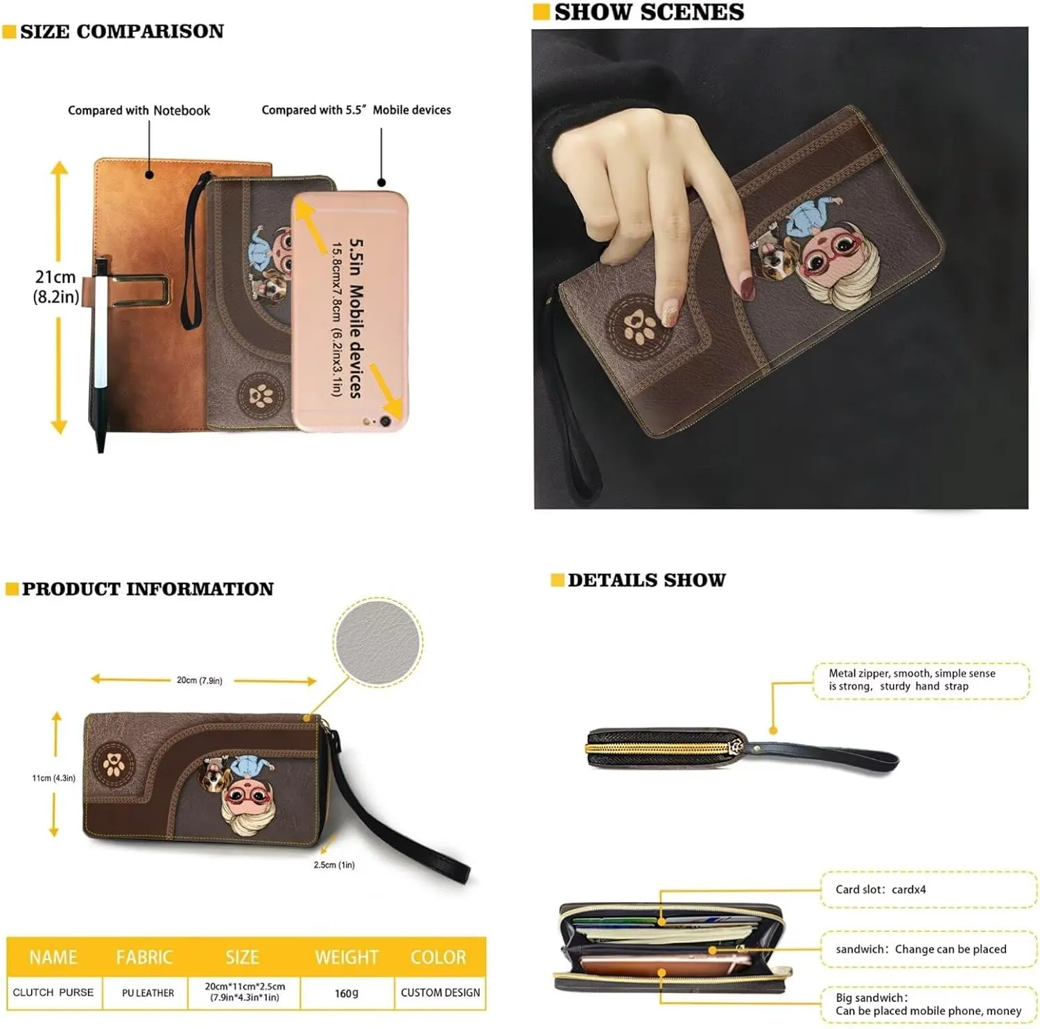 Womens Underarm Shoulder Bag with Wallet Set Brown Under Arm Purses Crescent Top Handle Purse for Date Shopping