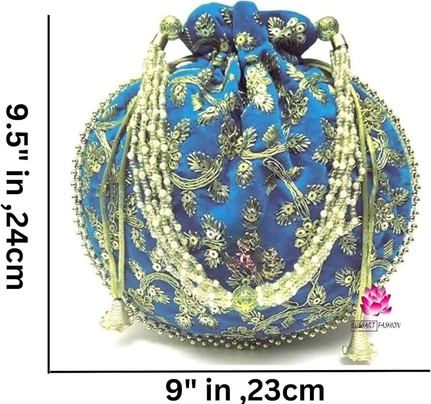 Women's Velvet Embroidered Potli Bag Purse Pouch Drawstring Bag Golden Work Wedding Gift for Women