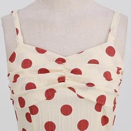 Women's Vintage Polka Dot Halter Dress 1950s Retro Audrey Hepburn Style Dress Summer Swing Prom Cocktail Outfit