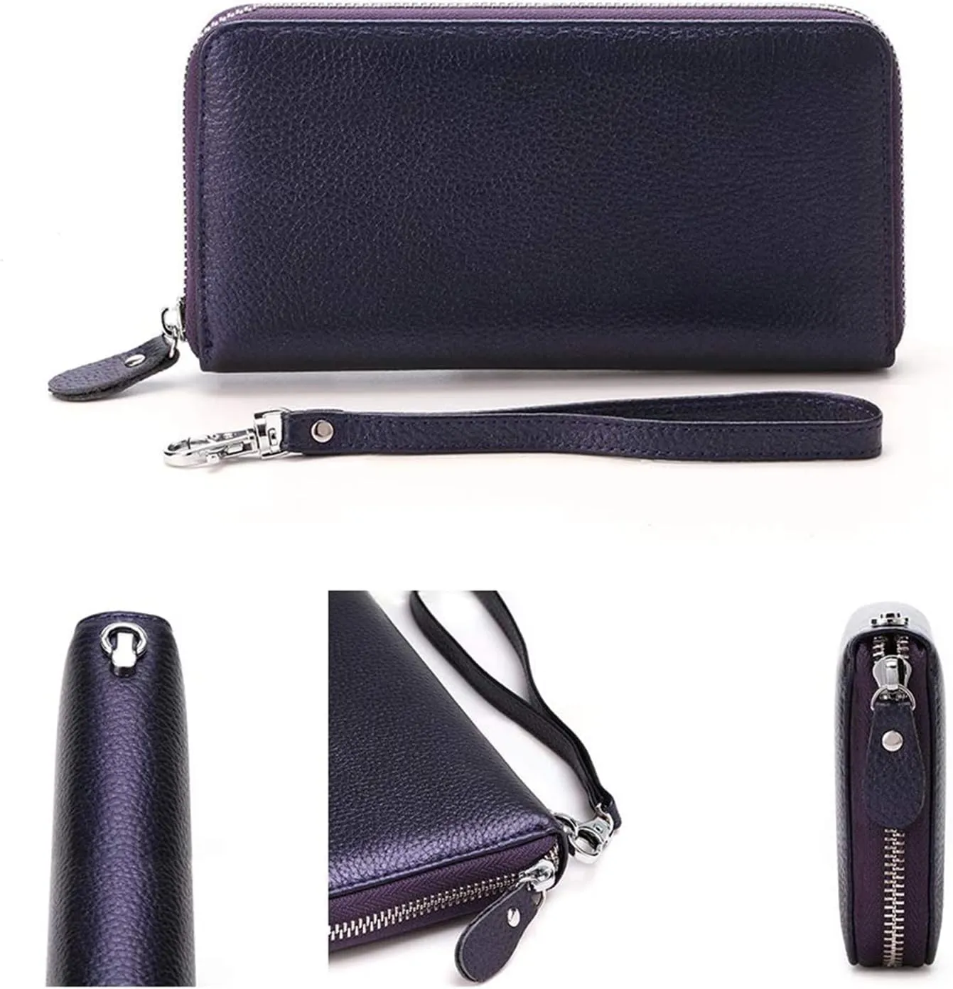 Womens Wallet RFID Blocking Genuine Leather Zip Around Wallet Clutch Wristlet Travel Long Purse for Women