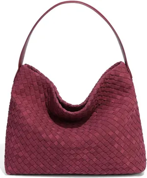 Women's Woven Shoulder Bag Handbags PU Leather Tote Bag Top-handle Shoulder Bag Soft Vegan Underarm Bag Woven Purse Clutch