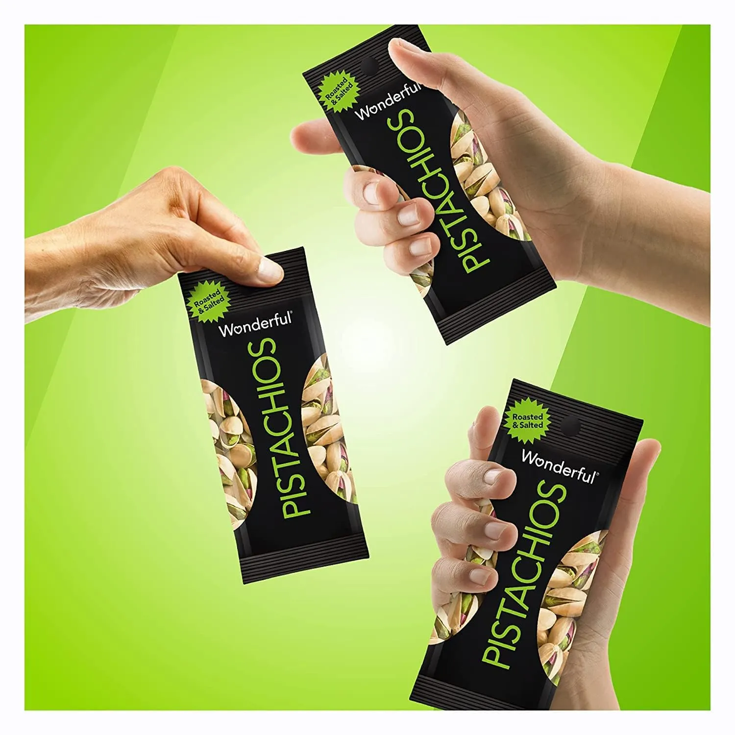 Wonderful Pistachios In Shell, Roasted and Salted Nuts, 1.5 Ounce Bag (Pack of 24), Protein Snack, On-the-Go, Individually Wrapped Healthy Snack