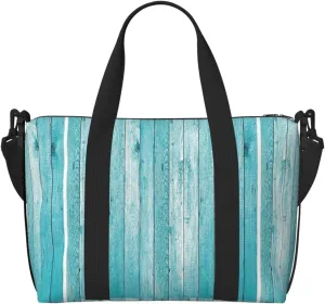 Wooden Planks Texture Wallpaper Print Tote Crossbody Travel Bag with Zip Casual Handbag for Weekend Trips and Gym Shopping, Black, One Size, Travel Tote