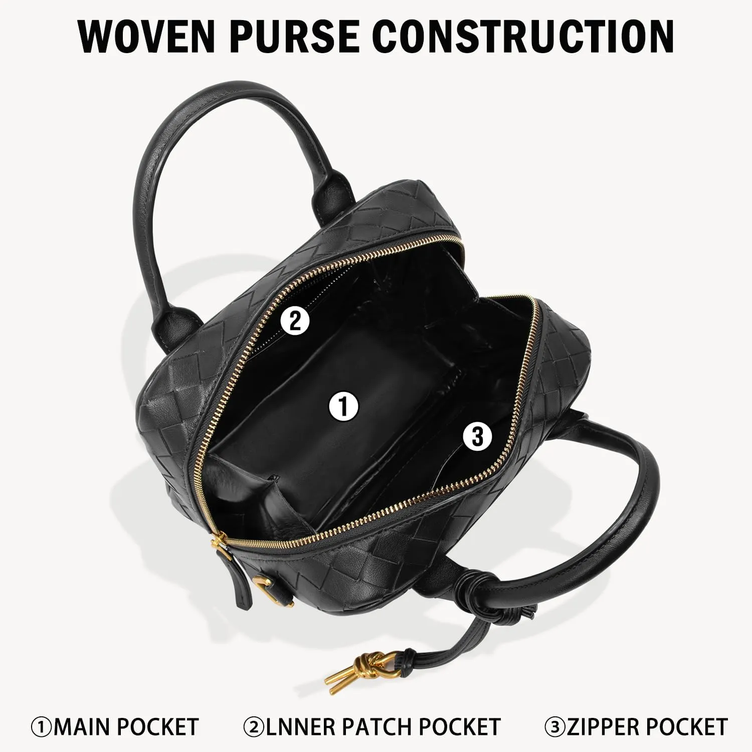 Woven Bag for Women Top Handle Satchel Handbag Crossbody Bag PU Leather Shoulder Bag Woven Purses for Women