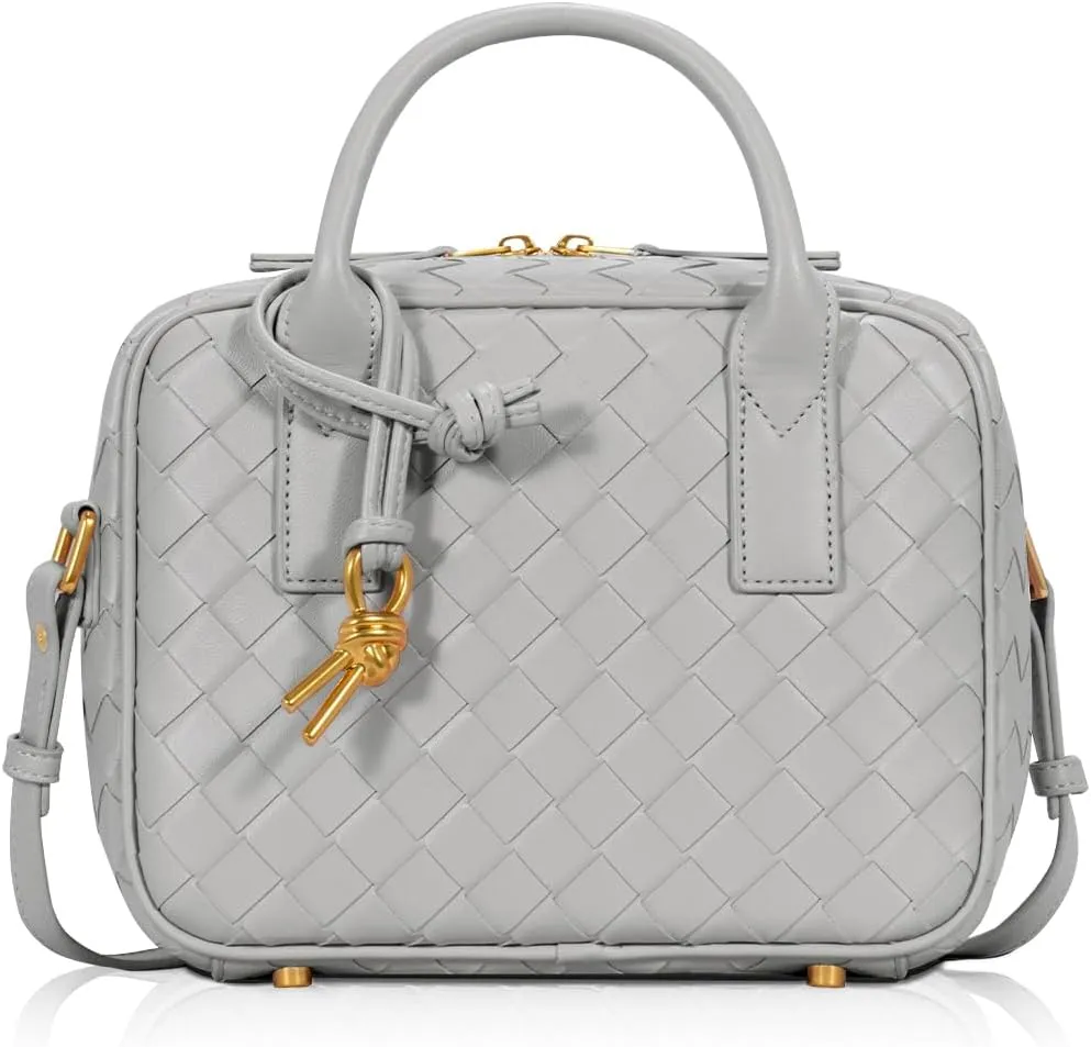 Woven Bag for Women Top Handle Satchel Handbag Crossbody Bag PU Leather Shoulder Bag Woven Purses for Women