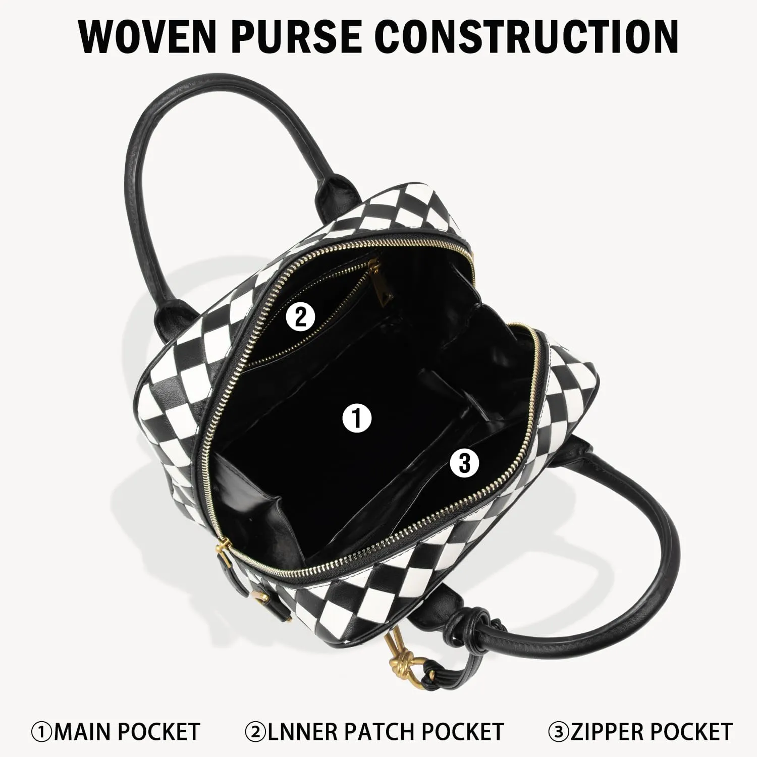 Woven Bag for Women Top Handle Satchel Handbag Crossbody Bag PU Leather Shoulder Bag Woven Purses for Women