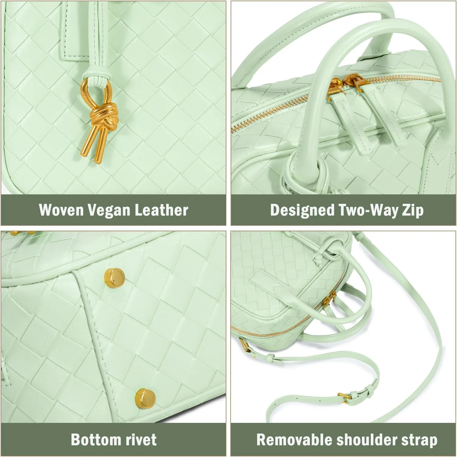 Woven Bag for Women Top Handle Satchel Handbag Crossbody Bag PU Leather Shoulder Bag Woven Purses for Women