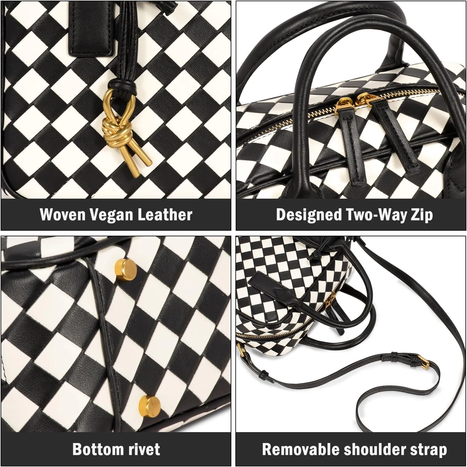 Woven Bag for Women Top Handle Satchel Handbag Crossbody Bag PU Leather Shoulder Bag Woven Purses for Women