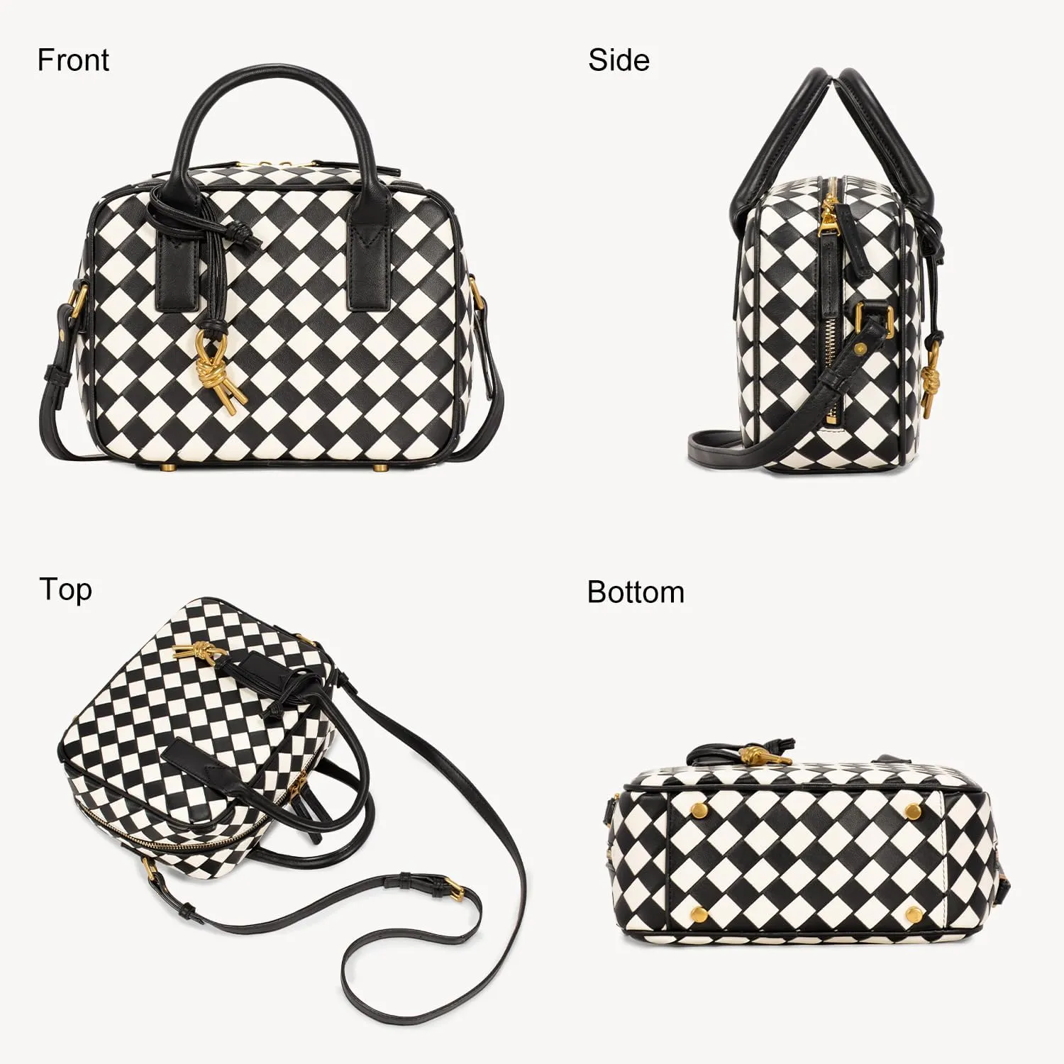 Woven Bag for Women Top Handle Satchel Handbag Crossbody Bag PU Leather Shoulder Bag Woven Purses for Women