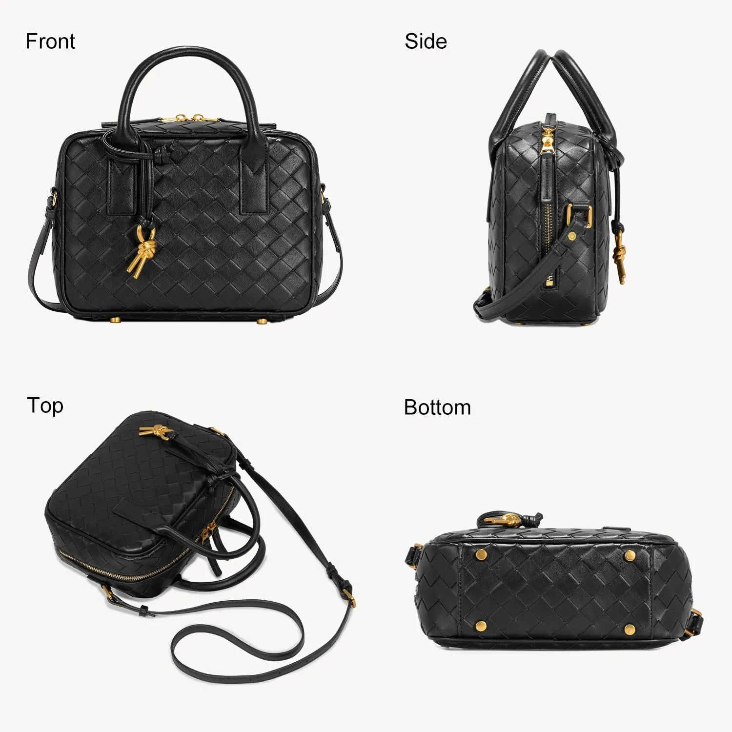 Woven Bag for Women Top Handle Satchel Handbag Crossbody Bag PU Leather Shoulder Bag Woven Purses for Women