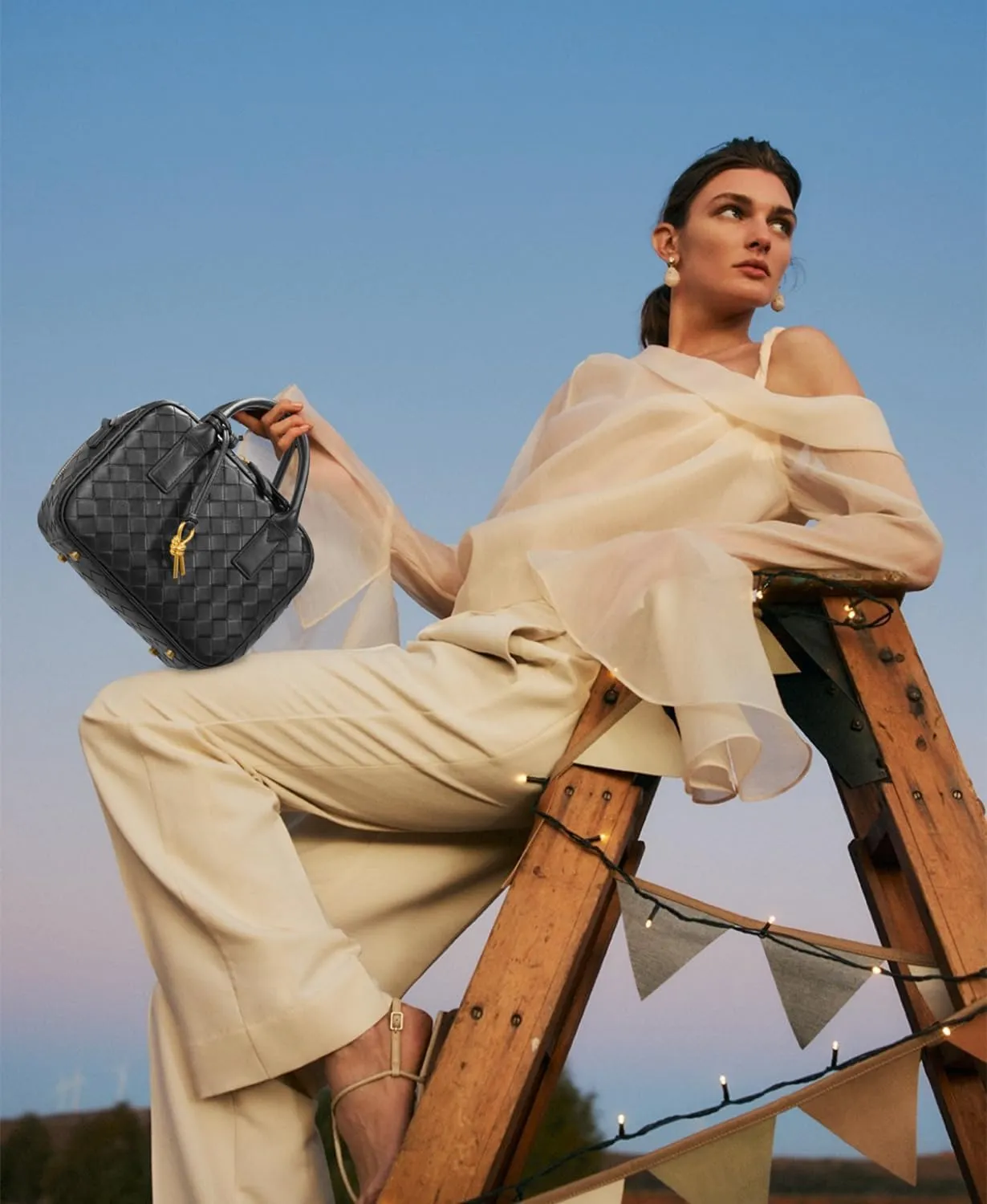 Woven Bag for Women Top Handle Satchel Handbag Crossbody Bag PU Leather Shoulder Bag Woven Purses for Women