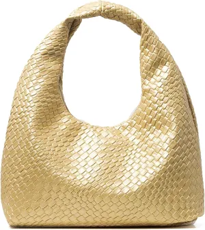 Woven Bag for Women Top Handle Shoulder Bag PU Leather Woven Tote Handbag Purses for Women