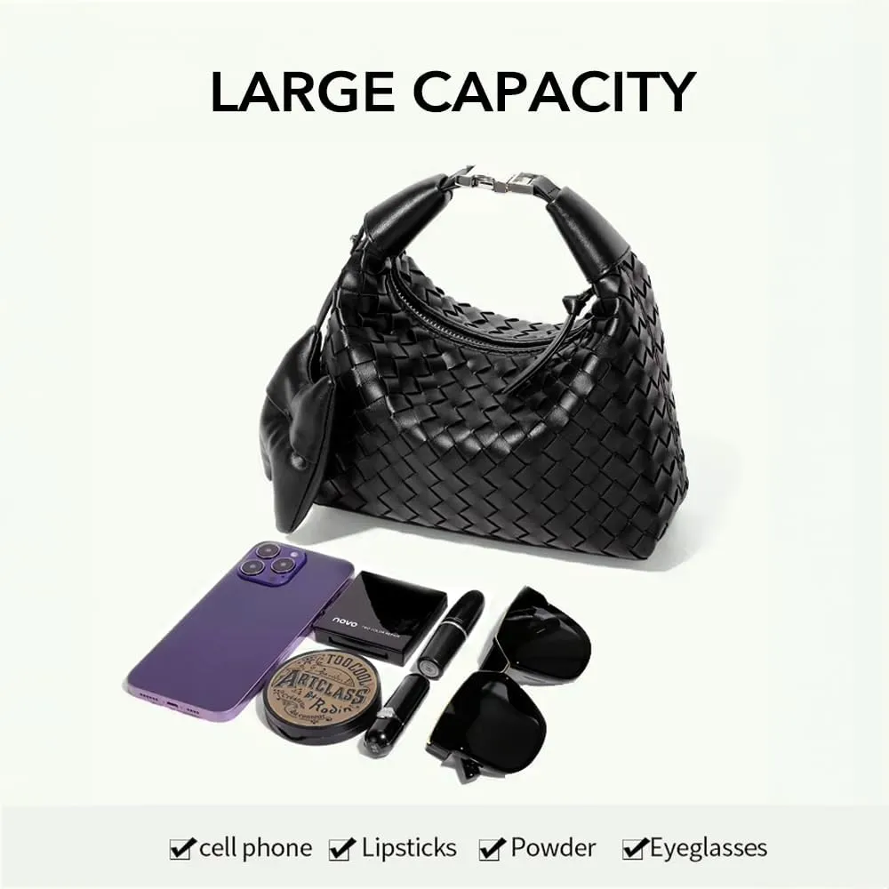 Woven Bag for Women Vegan Leather Top Handle Handbag Crossbody Bag Shoulder Bag Purses for Women