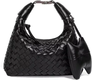 Woven Bag for Women Vegan Leather Top Handle Handbag Crossbody Bag Shoulder Bag Purses for Women